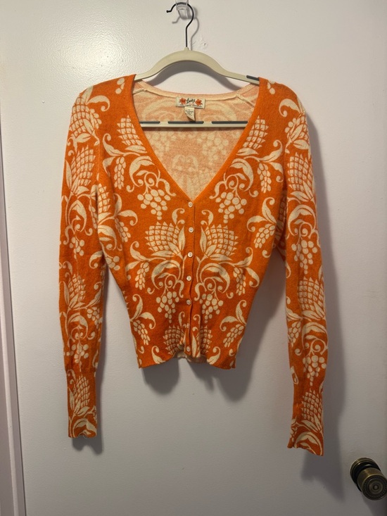 Lucky Brand Sweaters - Orange lucky brand Floral Button-Front Cardigan